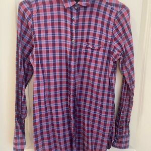 J. Crew Red and Blue Casual Button Down Shirt